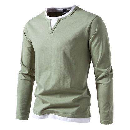 Herren T-Shirt Langarm Modern V-Ausschnitt Grau Trendig