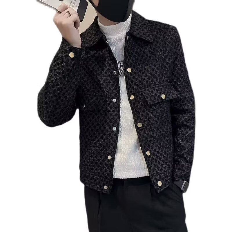 Herren Lederjacke Modern mit Nieten und Struktur