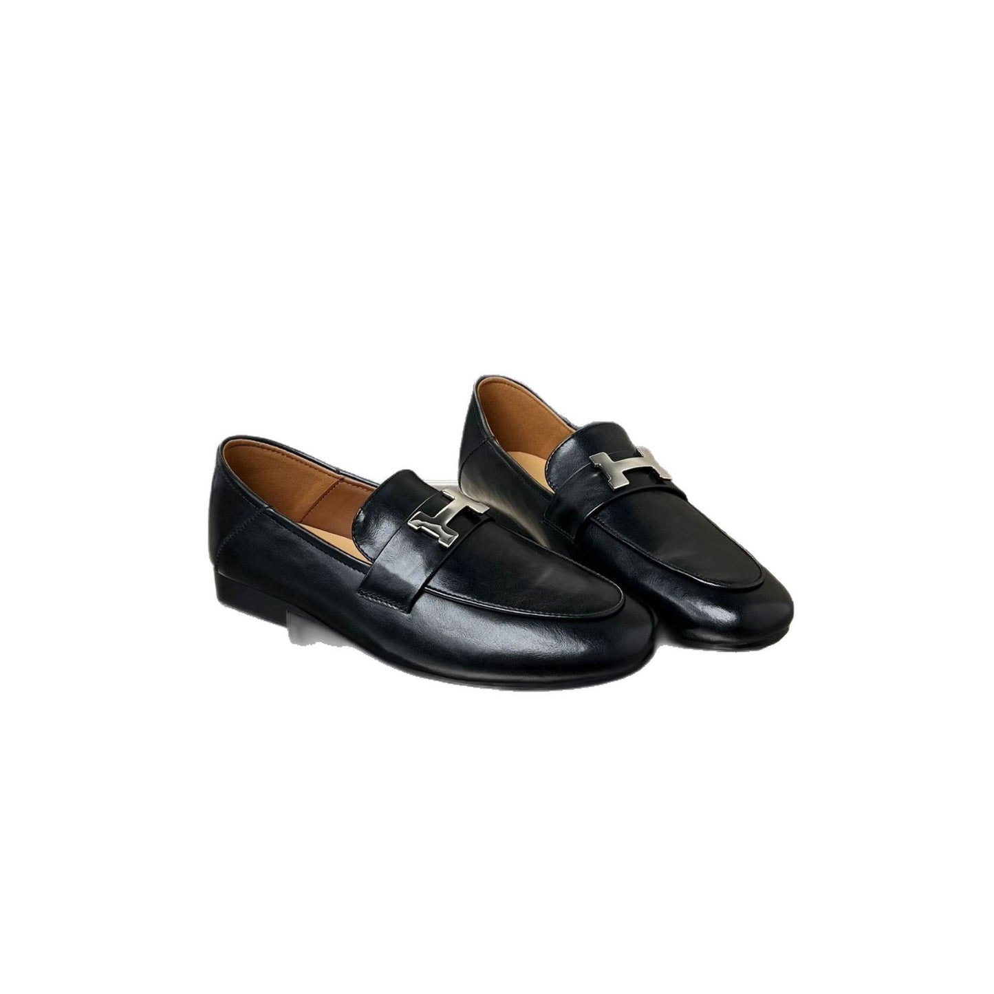 Damen Mokassins Leder Elegant Schnallenverschluss