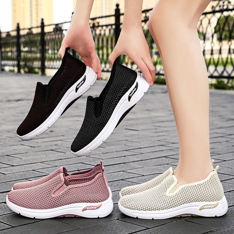 Damen Sneaker Luftig Elastisch Slip On Schuhe Bequem