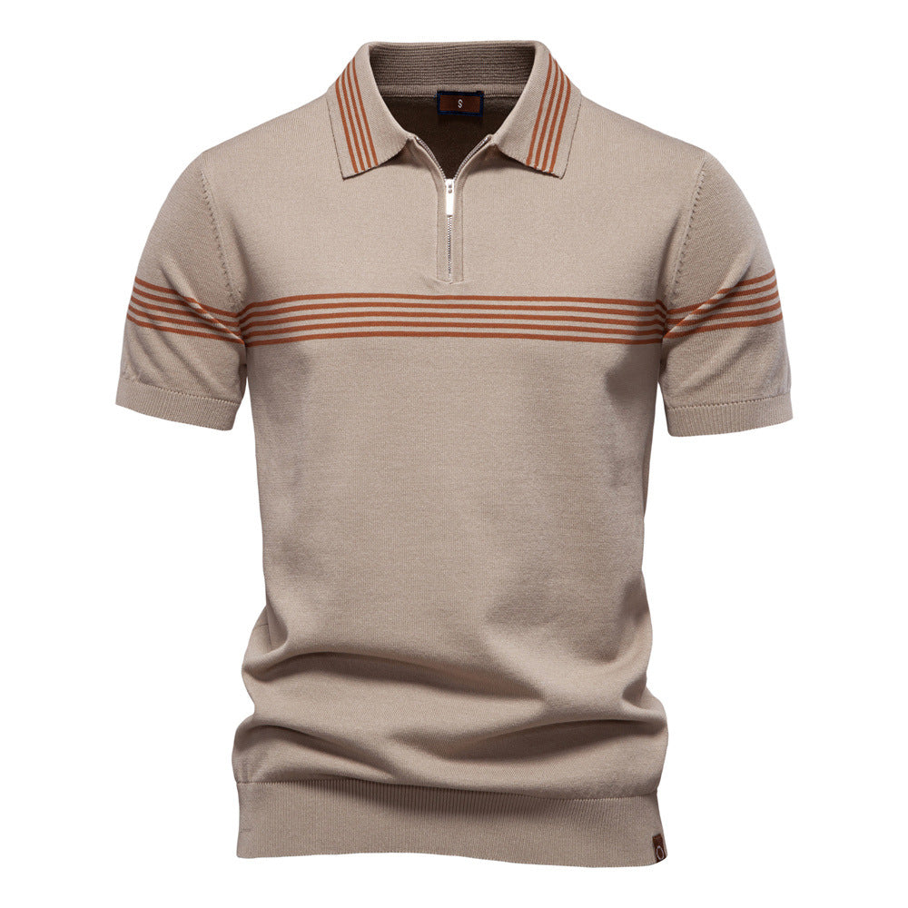 Herren Polo-Shirt Sportlich Streifenmuster Elegant