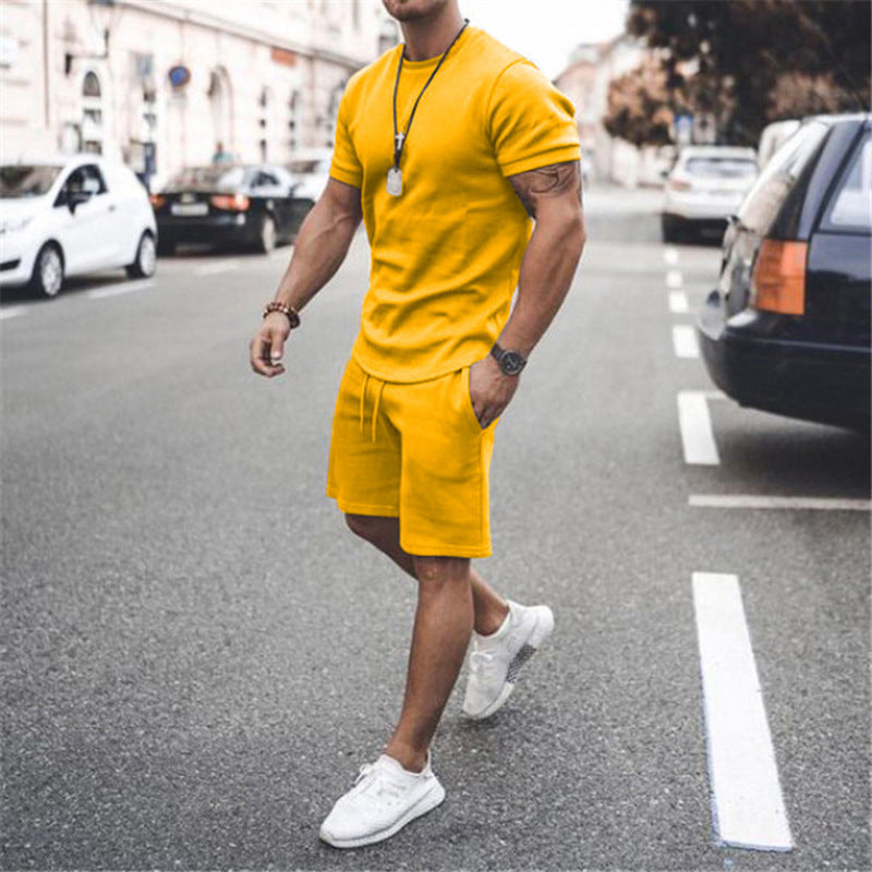 Herren Kurzarm Set Sportlich Elastisch Mit Taschen