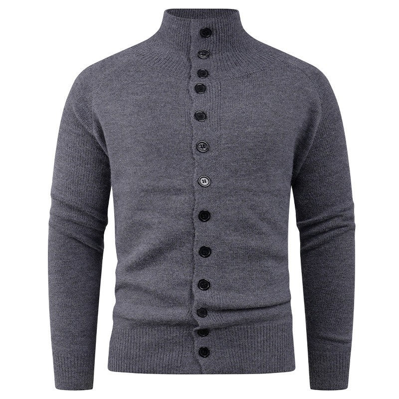 Herren Strickjacke Stehkragen Knopfverschluss Modern