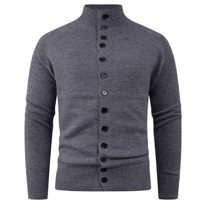 Herren Strickjacke Stehkragen Knopfverschluss Modern