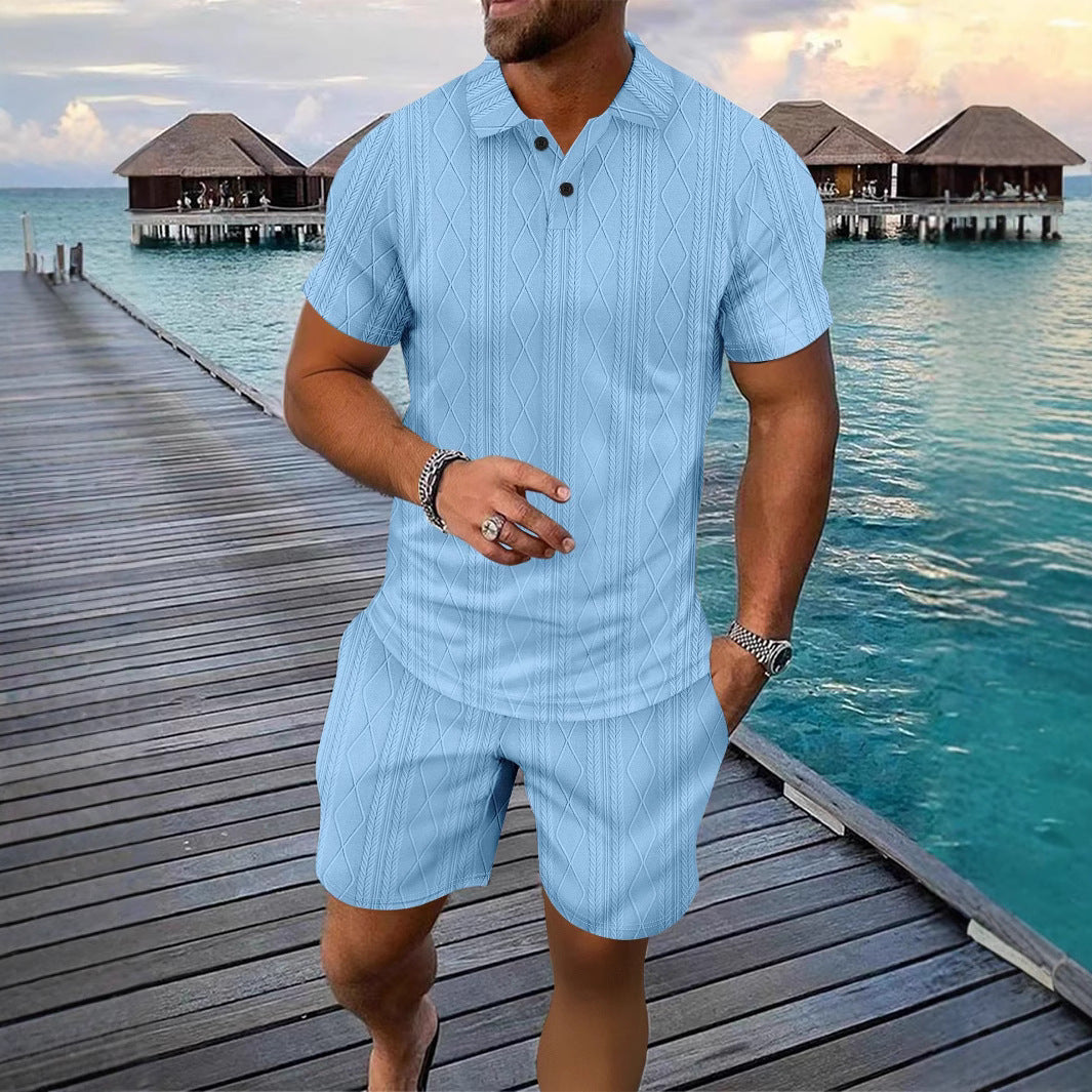 Herren Poloshirt Kurzarm mit Struktur Optik Sommer