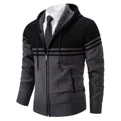 Herren Kapuzenjacke Modern mit Struktur Optik