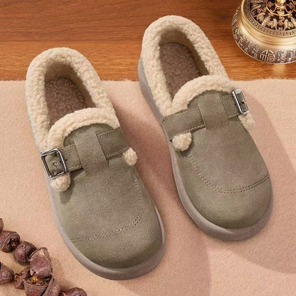 Damen Hausschuhe Flauschig Mit Schnallenverschluss Weich