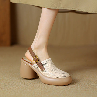 Damen Clogs atmungsaktiv mit Blockabsatz Elegant Bequem