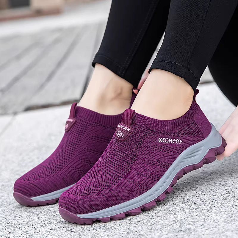 Damen Sneaker Slip-On Bequem Atmungsaktiv