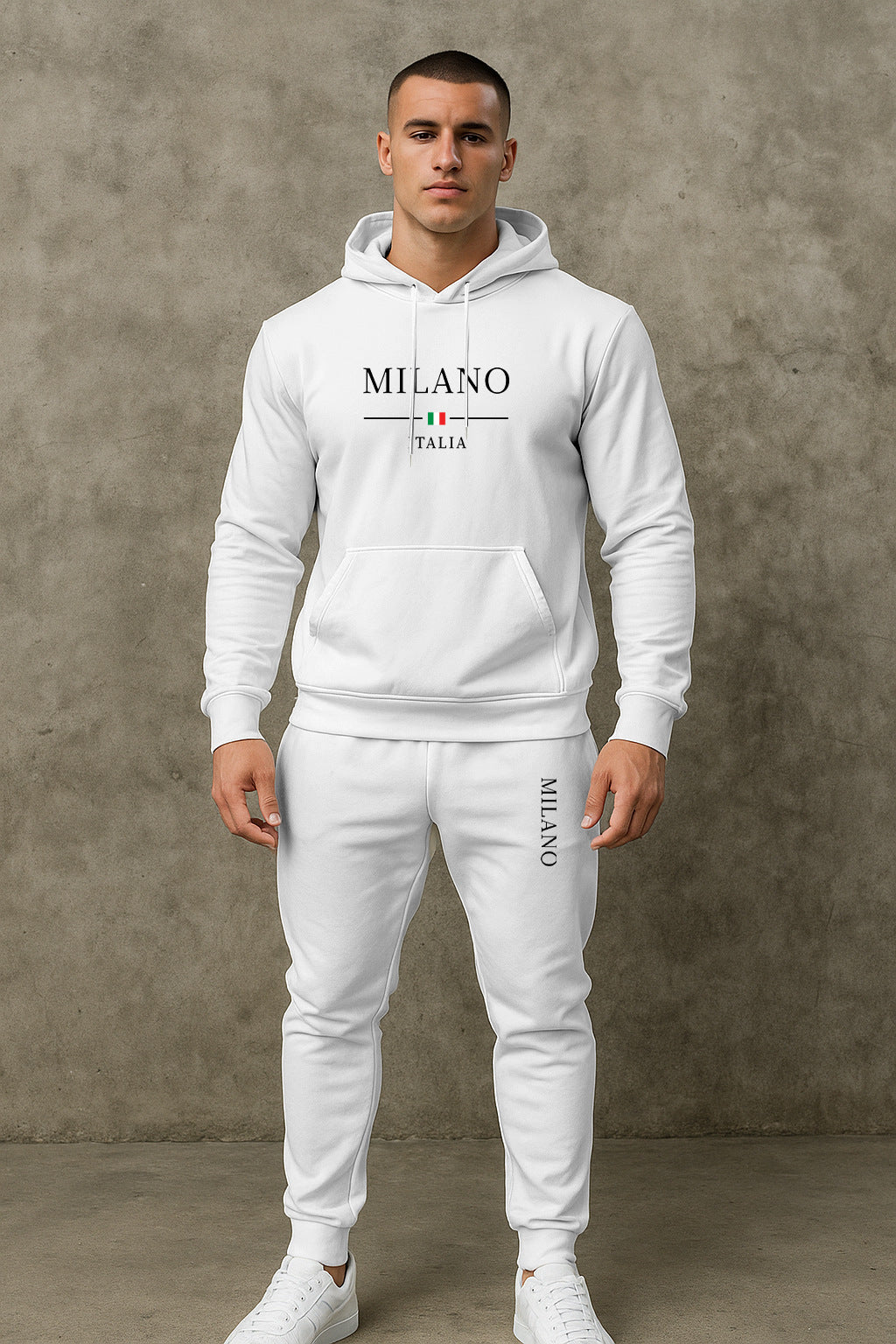 Herren Sportliche Jogginghose Hoodie Set Grau Sportlich