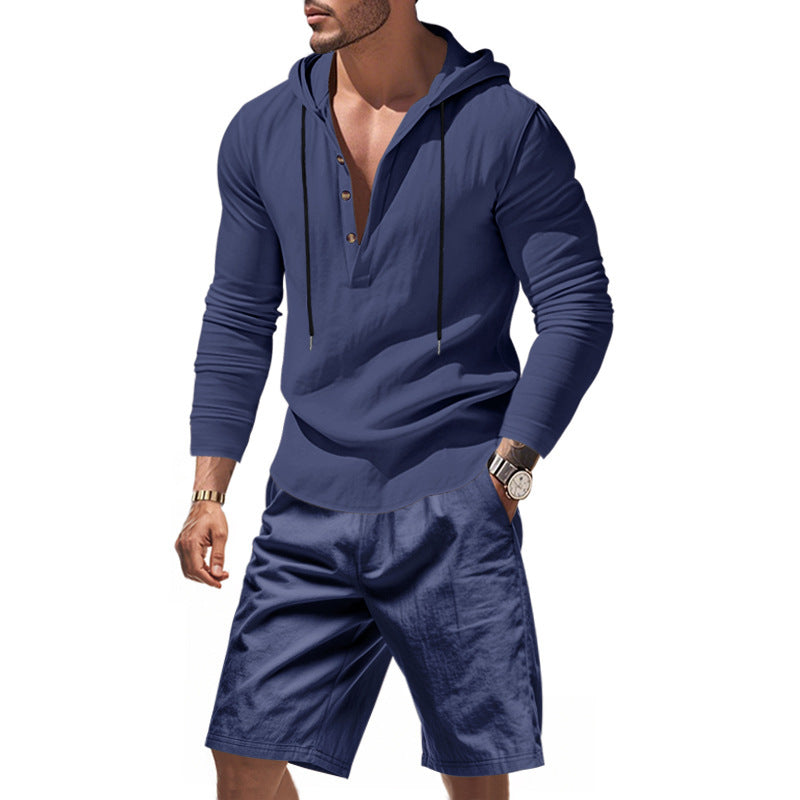 Herren Kapuzenshirt Lässig Modern mit Shorts Bequem - BerlinGlamour