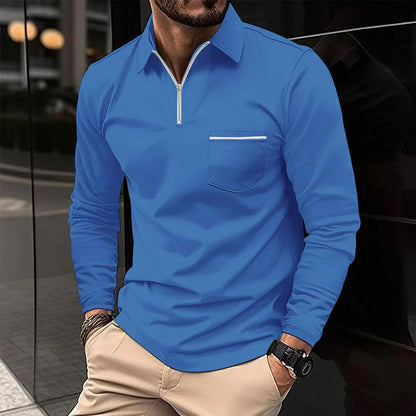 Herren Langarmshirt Modern mit Reißverschluss-details