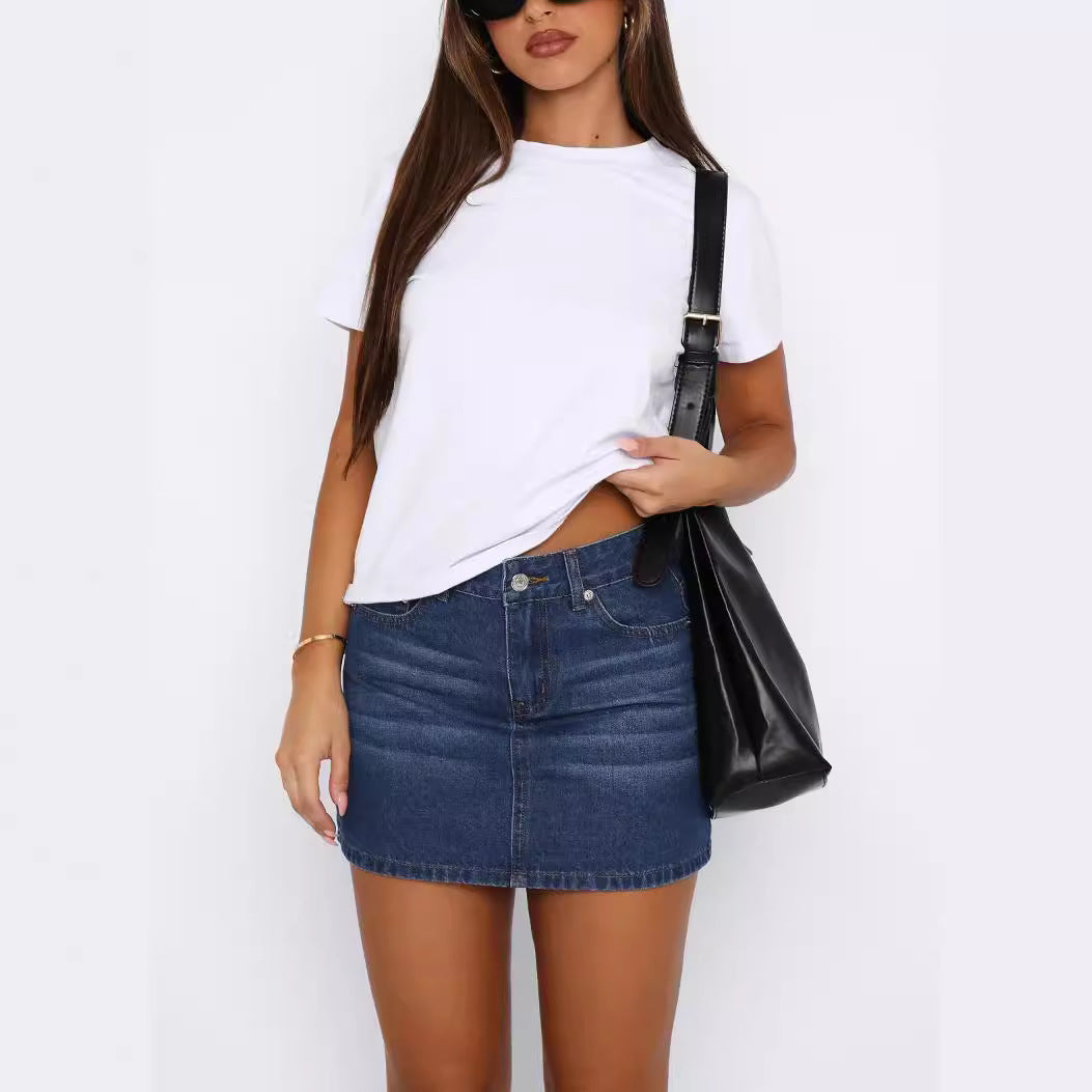 Damen Minirock Kurz Modisch Blauer Denim - BerlinGlamour