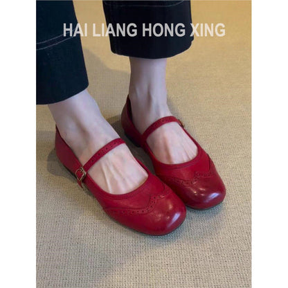 Damen Ballerinas Bequem Riemenverschluss Comfort Schuhe