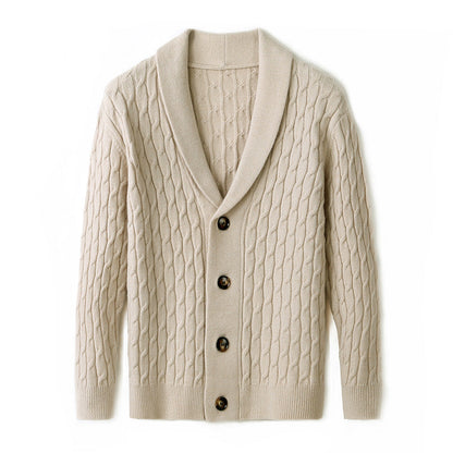 Herren Strickjacke Modern Kabelmuster Eleganter Kragen