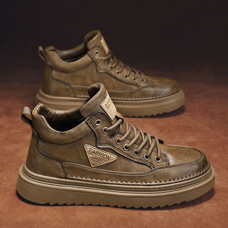 Damen Sneaker High-Top robust Lederschuhe bequem - BerlinGlamour