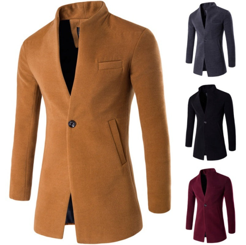 Herren Wolljacke Modern Stehkragen Elegant Schwarz - BerlinGlamour