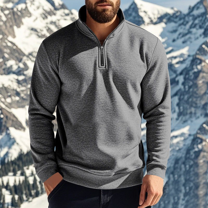 Herren Pullover Stehkragen Halb-Reißverschluss Modern