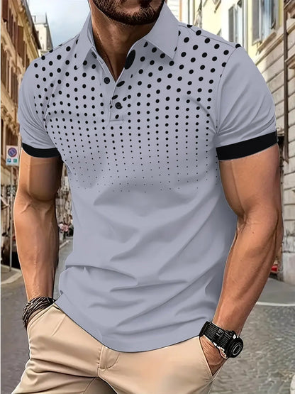 Herren Poloshirt Modern mit Punktmuster und Slim-Fit