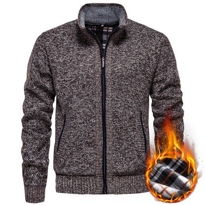 Herren Strickjacke Wärme mit Hochkragen und Reißverschluss