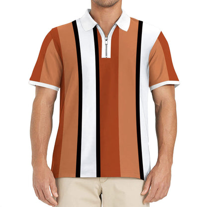 Herren Poloshirt Modern mit Reißverschluss und Streifen