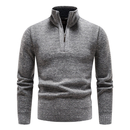 Herren Strickpullover Modern Stehkragen Reißverschluss Elegent