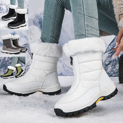 Damen Winterstiefel Warm Gefüttert Rutschfest Komfort-Reißverschluss - BerlinGlamour