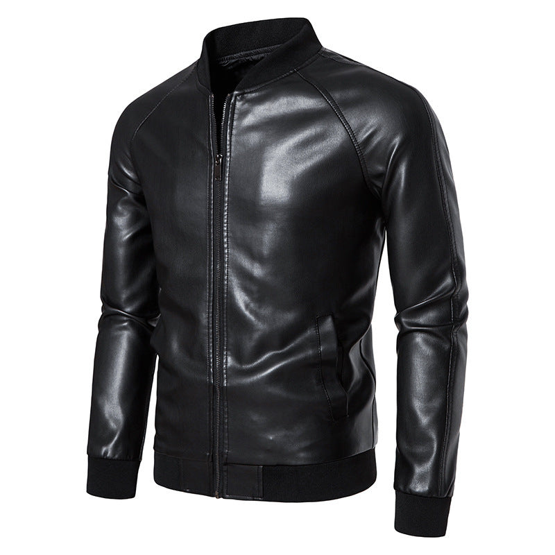 Herren Lederjacke Bikerstil Schwarz Elastisch - BerlinGlamour