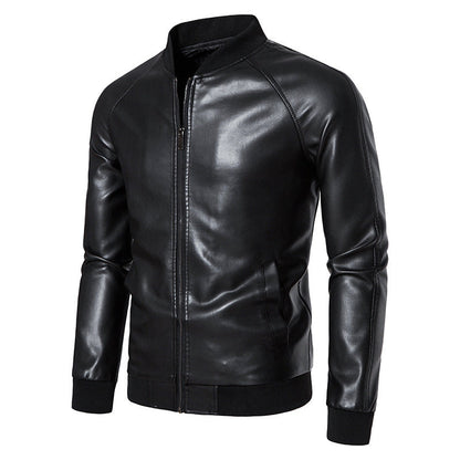 Herren Lederjacke Bikerstil Schwarz Elastisch - BerlinGlamour