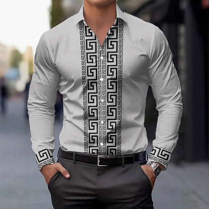 Herren Langarmhemd Modern mit Kontraststreifen Trendy