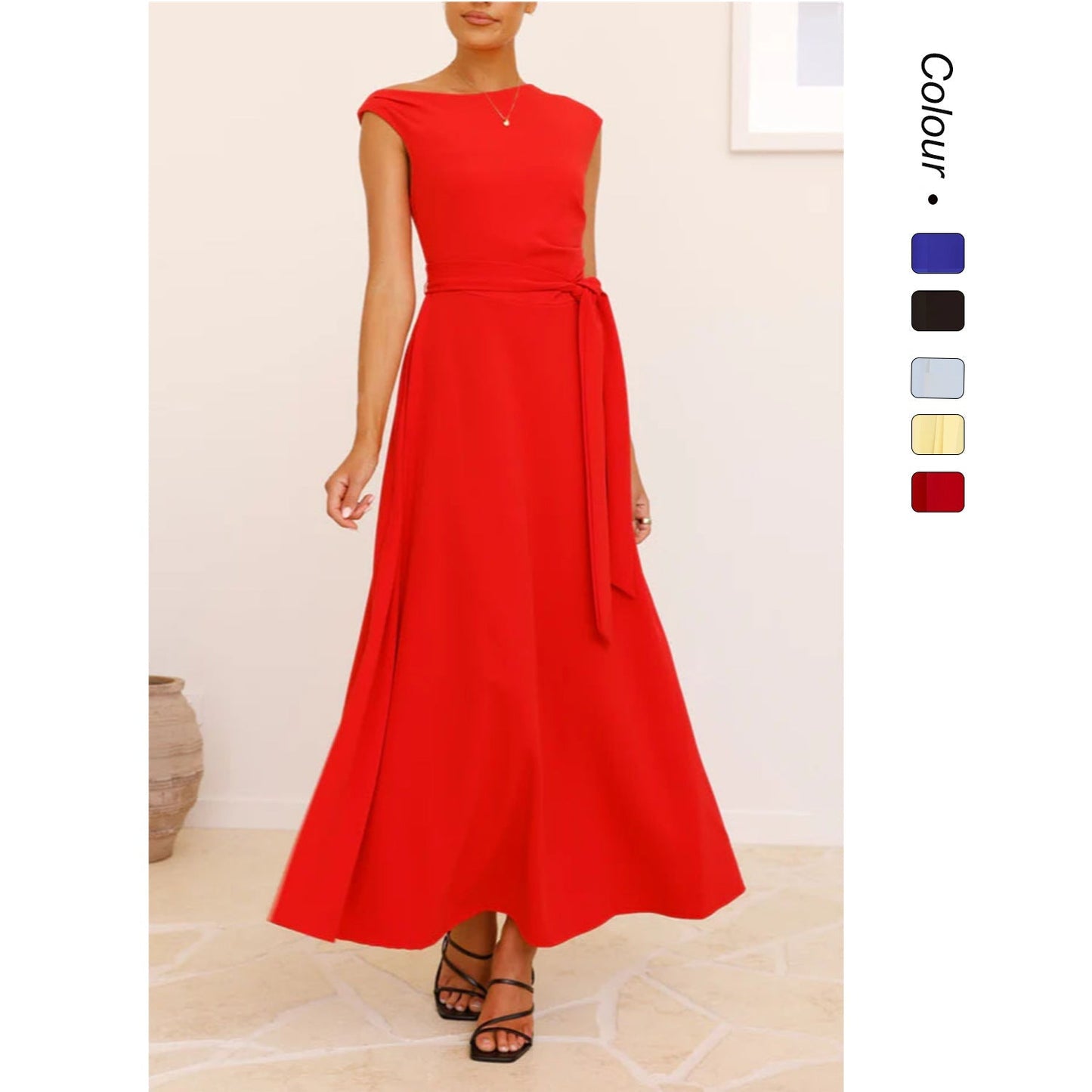 Damen Maxikleid Asymmetrisch Elegantes Abendkleid Lang - BerlinGlamour