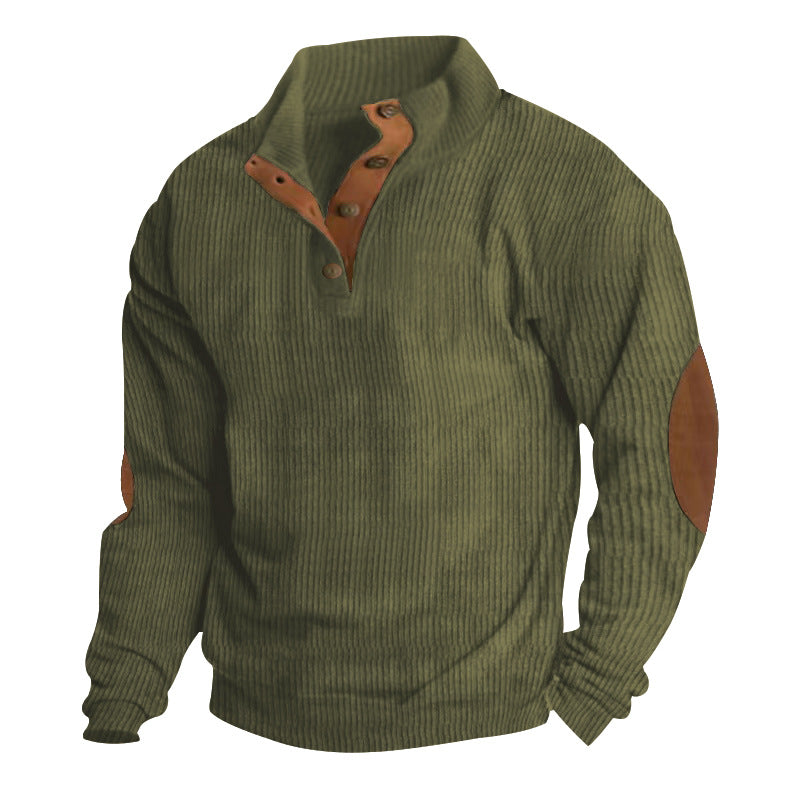 Herren Pullover Lederakzente Reißverschluss Modern