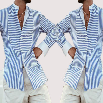 Herren Langarmhemd Streifen Elegant Modern