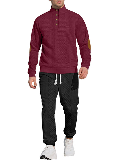 Herren Strickanzug Eleganter Kragen Modern