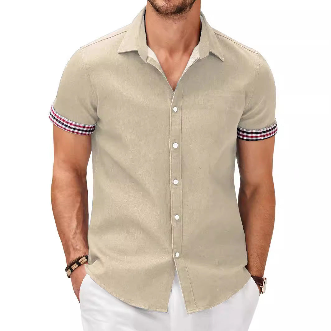 Herren Kurzarmhemd mit modernem Denim-Look und stylischem Karo-Muster BerlinGlamour, der das Leben erleichtert. - BerlinGlamour