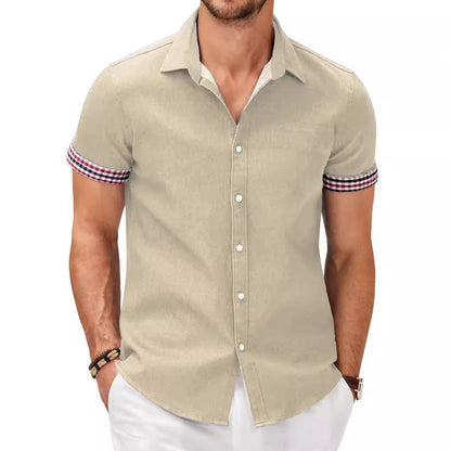 Herren Kurzarmhemd mit modernem Denim-Look und stylischem Karo-Muster BerlinGlamour, der das Leben erleichtert. - BerlinGlamour