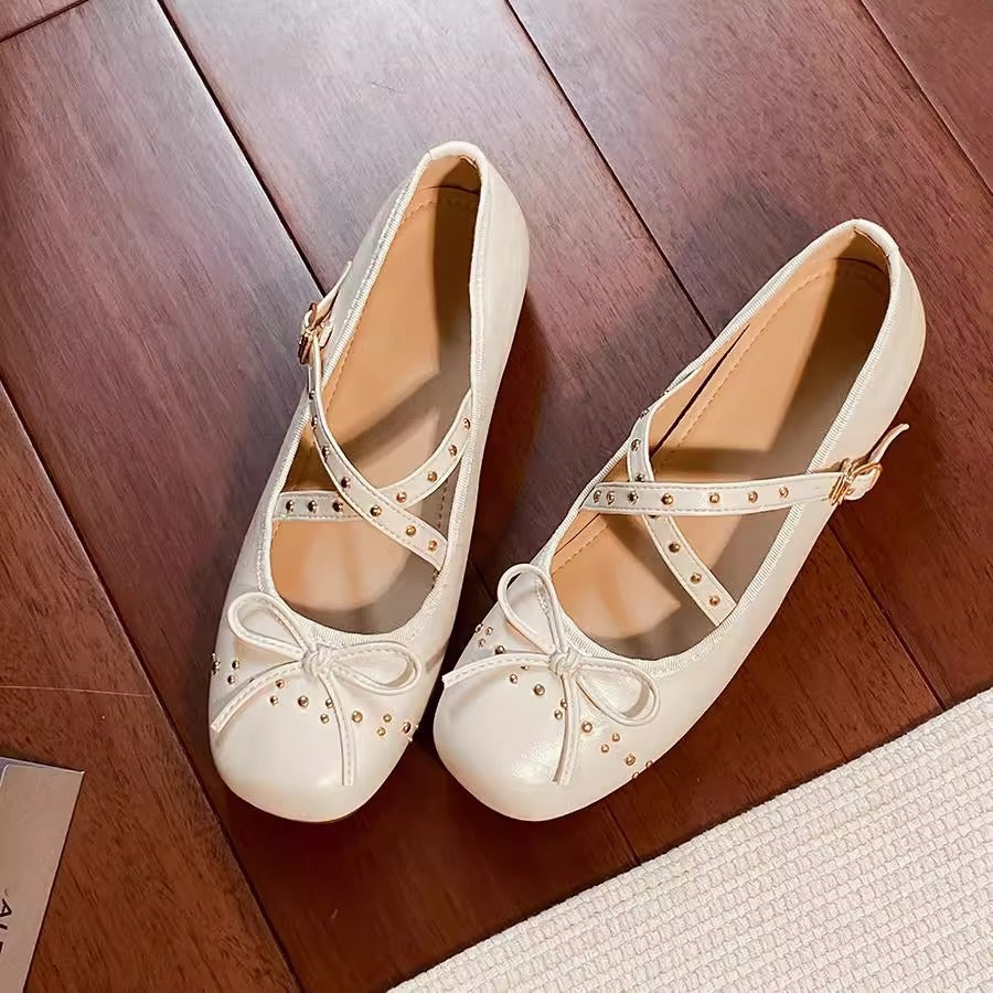 Damen Ballerinas mit Riemchen und Glitzersteinen