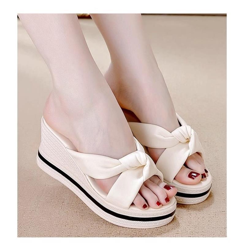 Damen Plateau-Sandalen Elegante Sommer Schuhe Knoten-Design
