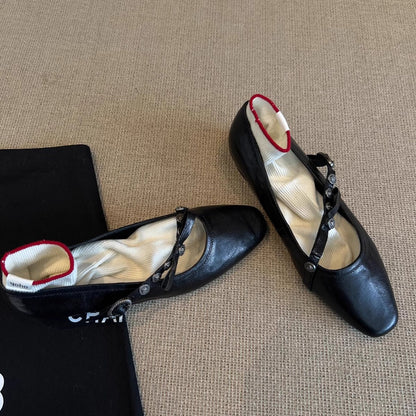 Damen Ballerinas Weich mit Riemen und Innenfutter