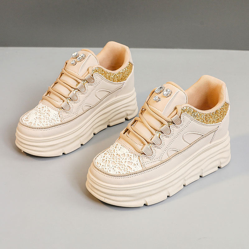 Damen Plateau Sneaker Glitzernd Ergonomisch Modisch