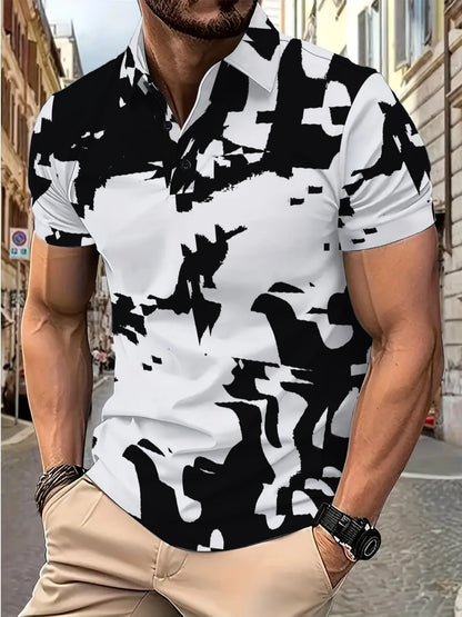 Herren Poloshirt Camouflage Design Kontrast Modern