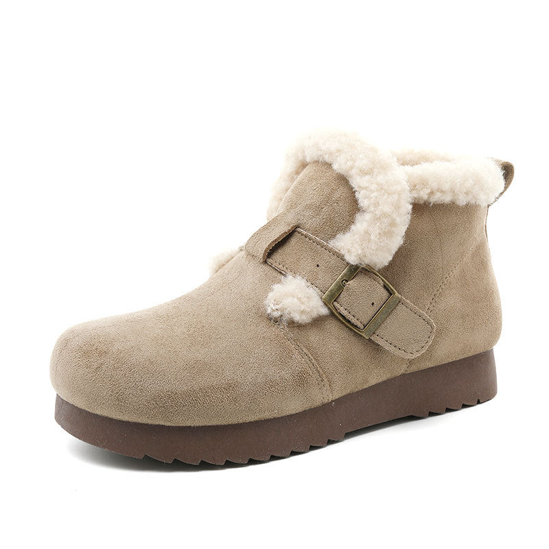 Damen Winterstiefeletten Bequem Weich mit Riemchen Modern