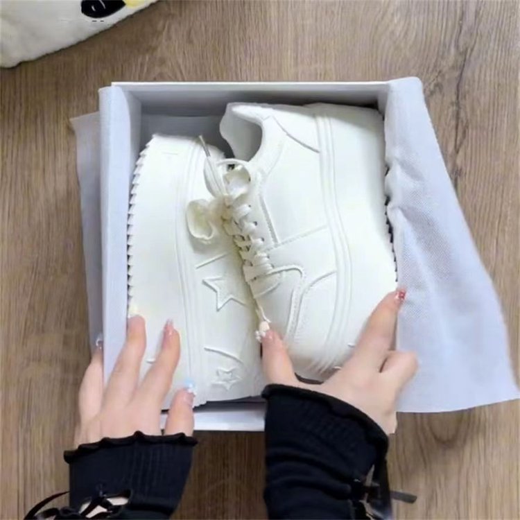 Damen Plateau Sneaker Sternen Muster Komfort Sohle