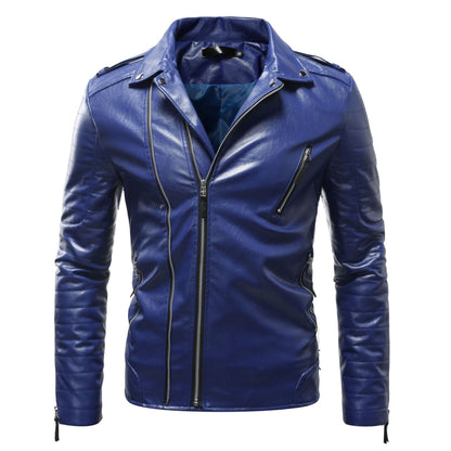 Leder Bikerjacke Herren mit Reißverschluss und Taschen