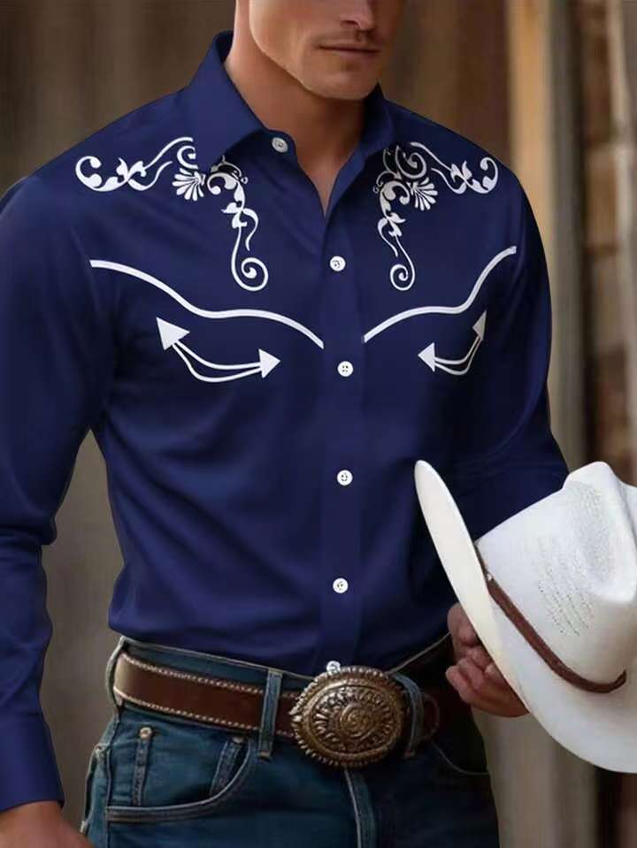 Herren Westernhemd mit Stickerei Modern Urban Style