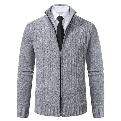 Herren Strickjacke Stehkragen Musterung Modern