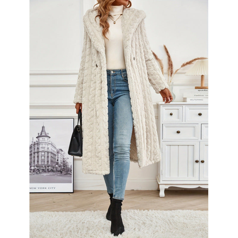 Damen Strickmantel Oversized Zopfmuster Trendig