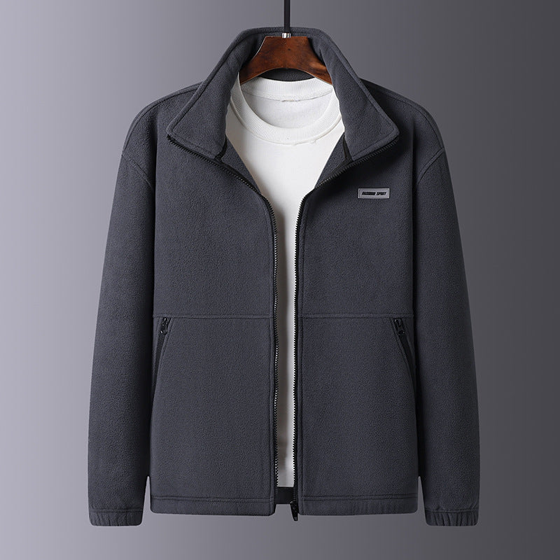 Herren Fleecejacke Warm mit Kragen und Taschen