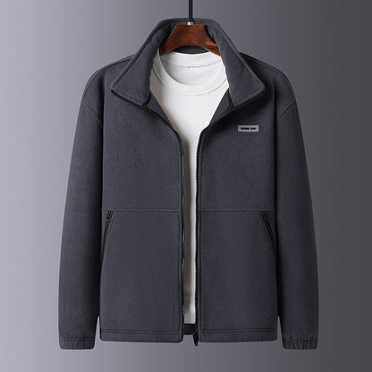 Herren Fleecejacke Warm mit Kragen und Taschen