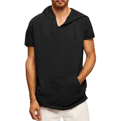 Herren Kapuzenpullover Kurzarm mit Kängurutasche Sportlich